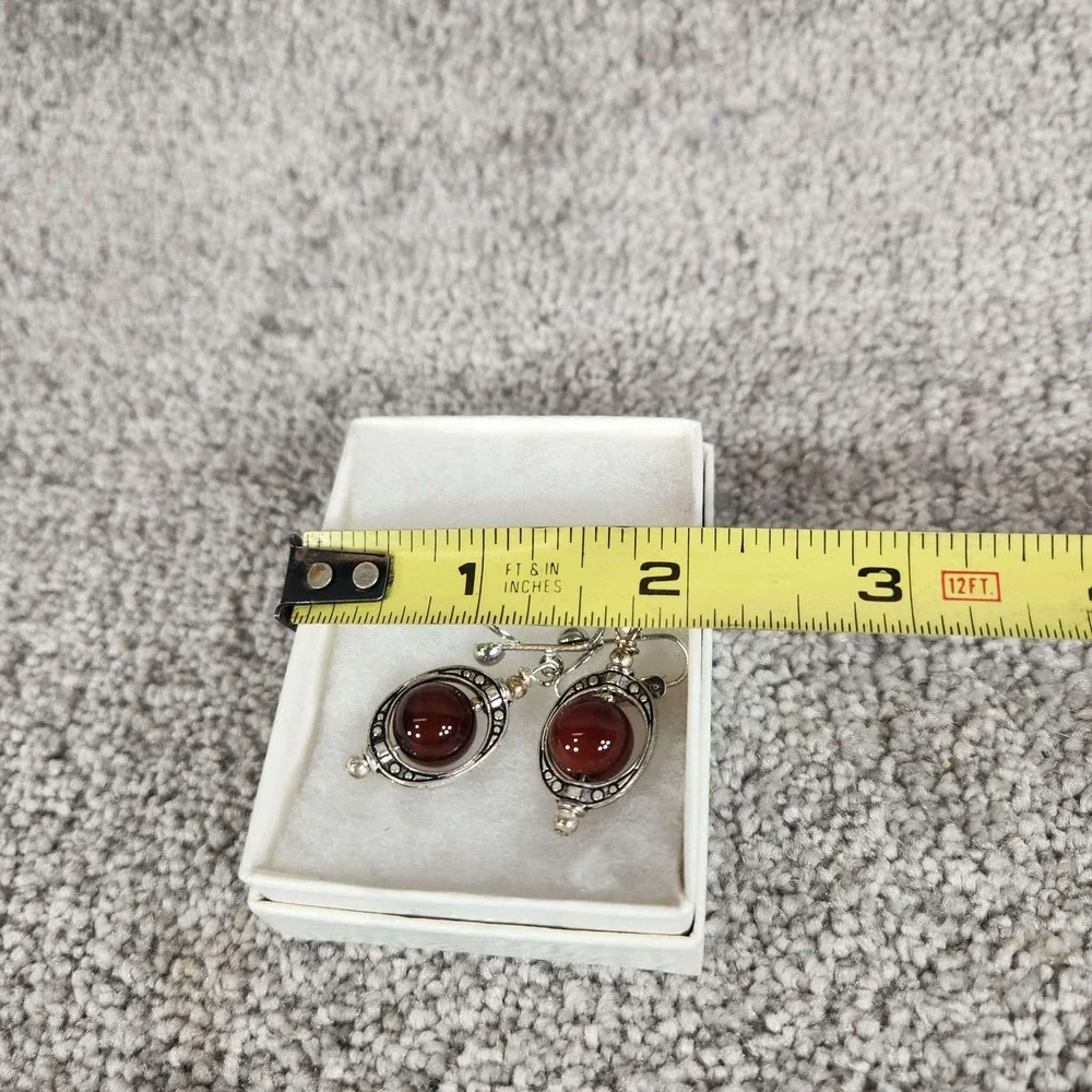 Unbranded‎ Clip On Earrings Red Silver Tone Boho Drop Dangle Women OS